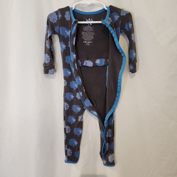 Kickee Pants Kids One Piece Pajamas Size 12-18 Months Blue Sheep Sleep Bamboo - Picture 4 of 8